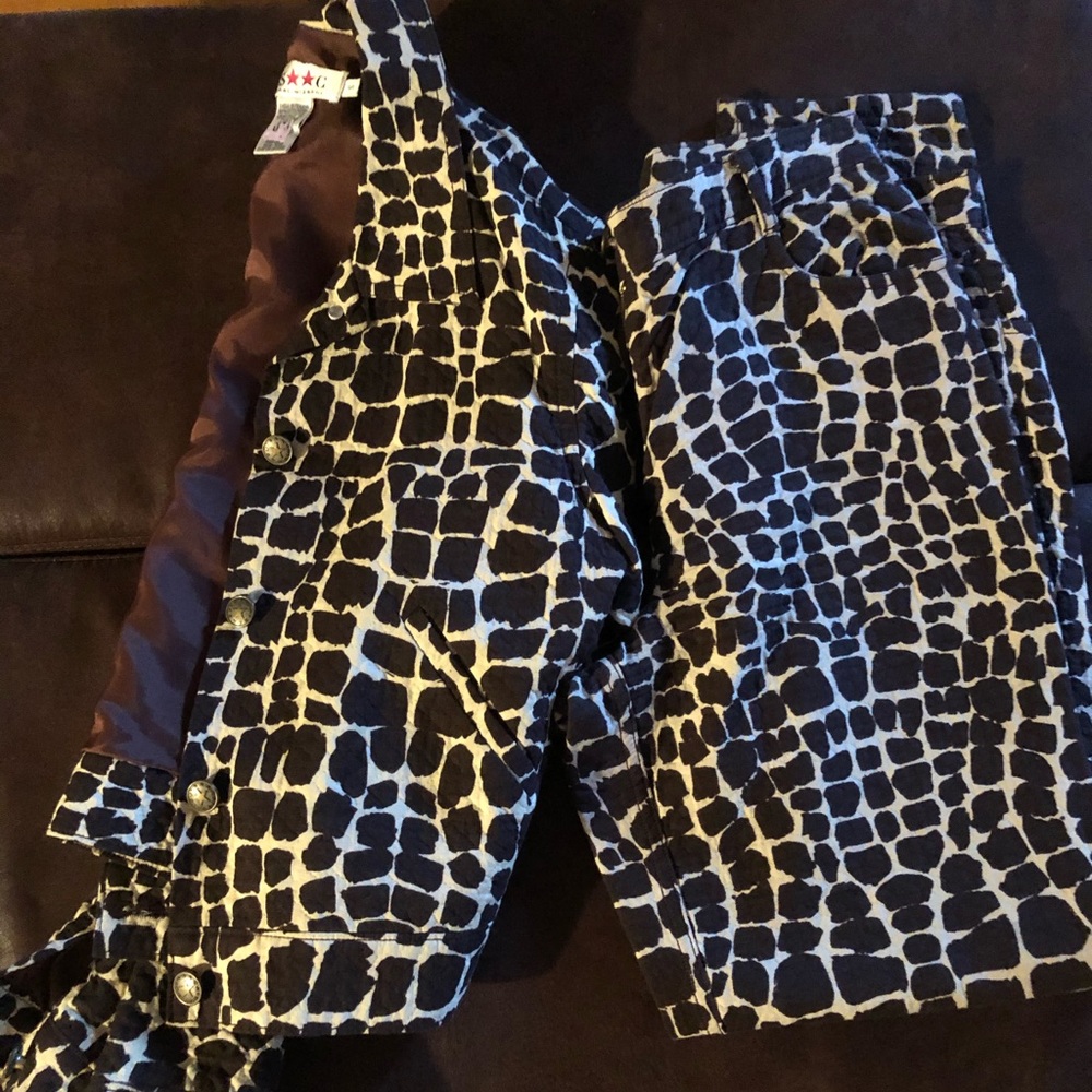 2 Piece Brown and cream pant set